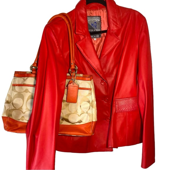 Moda in Pelle Vintage With Original Tags. Sz 42. Made In Italy.  Red Leather Jkt - Picture 15 of 15